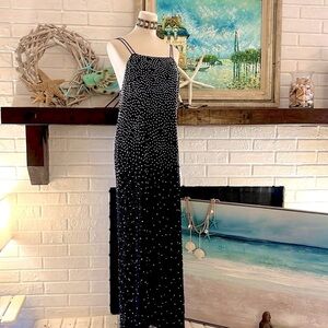 VTG (NWT),Mark & John by Gopal, Stunning Beaded Gown,Strap-Back,Black/Silver,2X